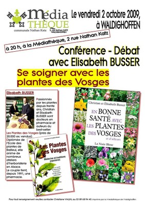 Affiche de la conférence, le 2 octobre 2009, d’Elisabeth BUSSER