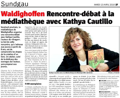 Kathya CAUTILLO à la médiathèque, dans l’Alsace le 13 04 10