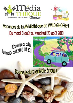 Affiche pour les vacances de la Médiathèque