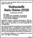Avis décès Melle Zeyer par la commune de Waldighoffen