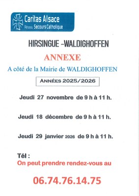 Caritas - Permanences de novembre 2025 à janvier 2026