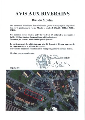Travaux de marquage au sol dans la rue du Moulin