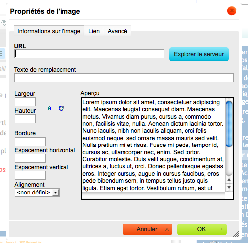 Propriété de l'image - informations