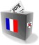 Une urne stylisée pour les élections avec le sceau de la Commune de Waldighoffen et les couleurs de la France