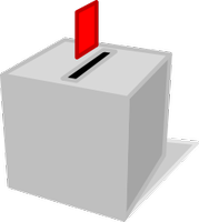 Image d'un bulletin de vote rouge glissé dans une urne.