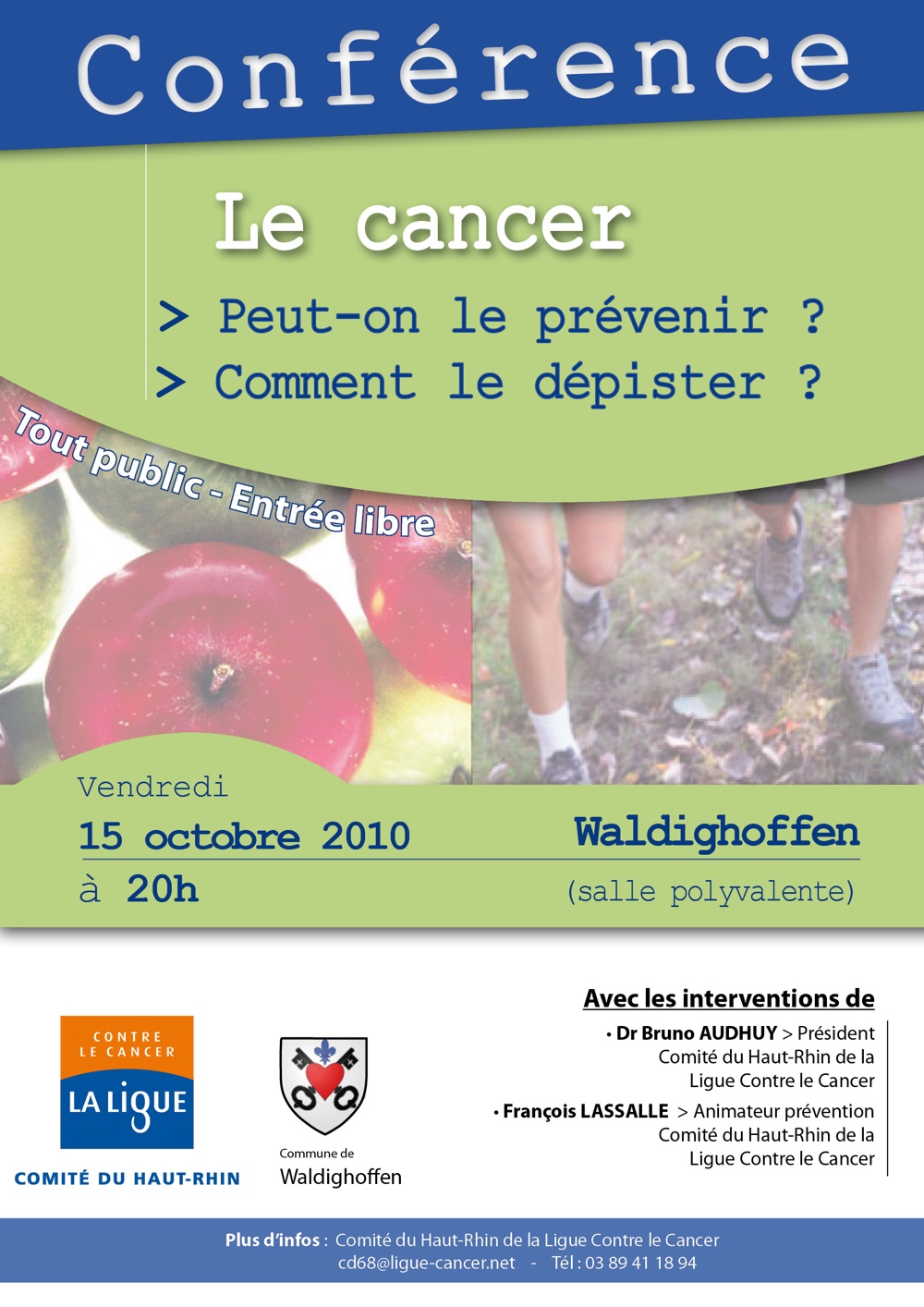 Affiche conférence cancer du 15 octobre 2010 à Waldighoffen