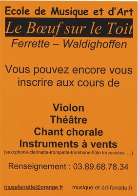 Affiche ecole de musique le boeuf sur le toit