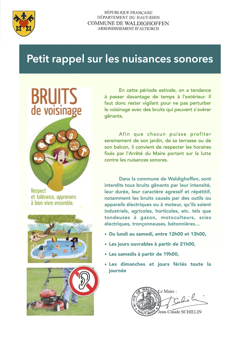 Affiche petit rappel sur les nuisances sonores