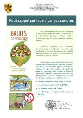 Affiche petit rappel sur les nuisances sonores