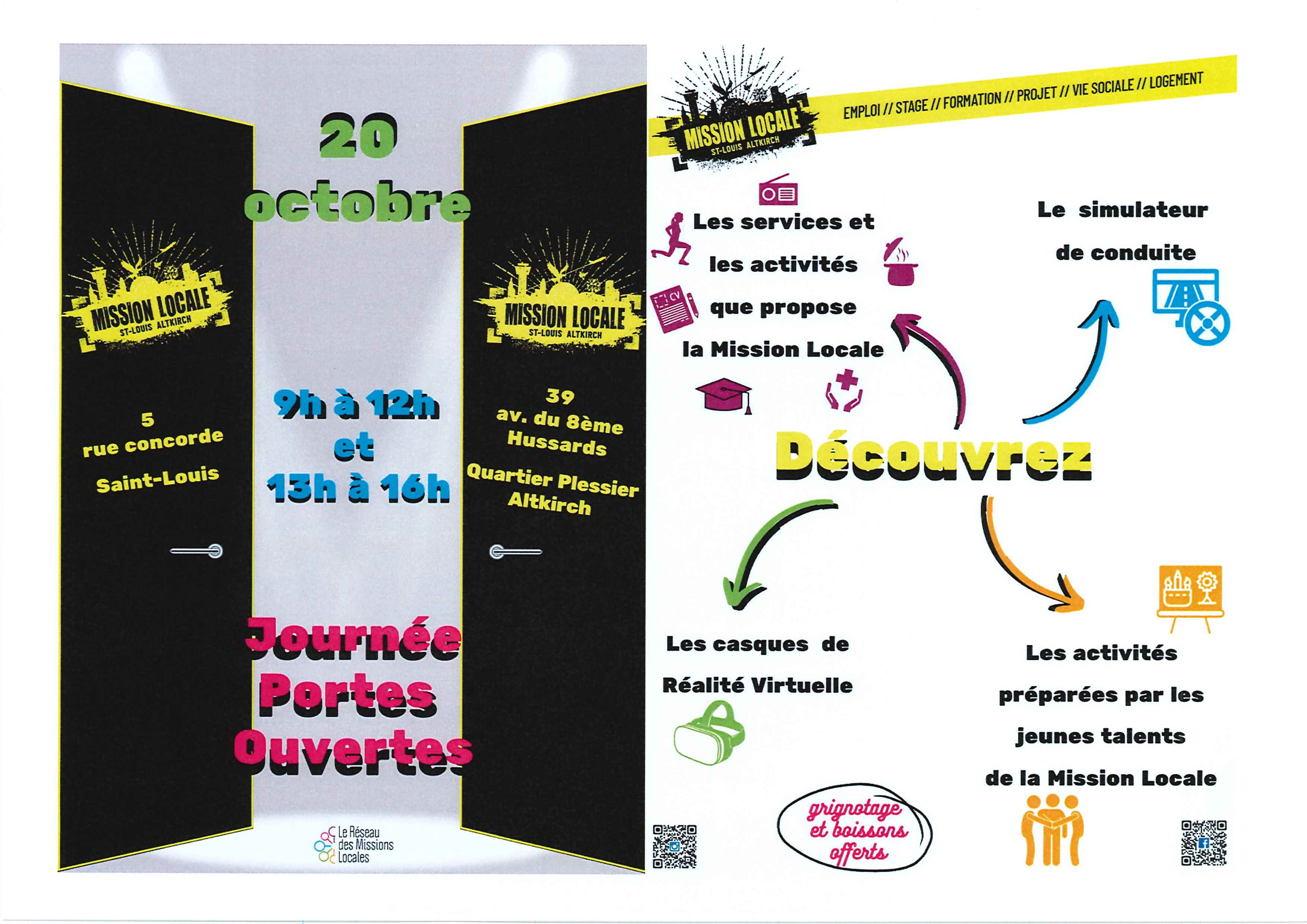 affiche portes ouvertes Mission locale 20/10/2023