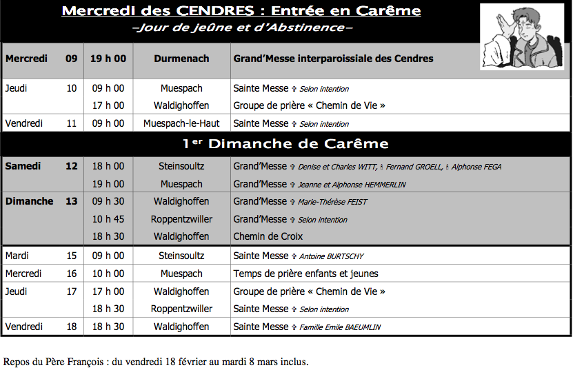 Photo calendrier liturgique du 23 février au 18 mars 2011 - partie 2