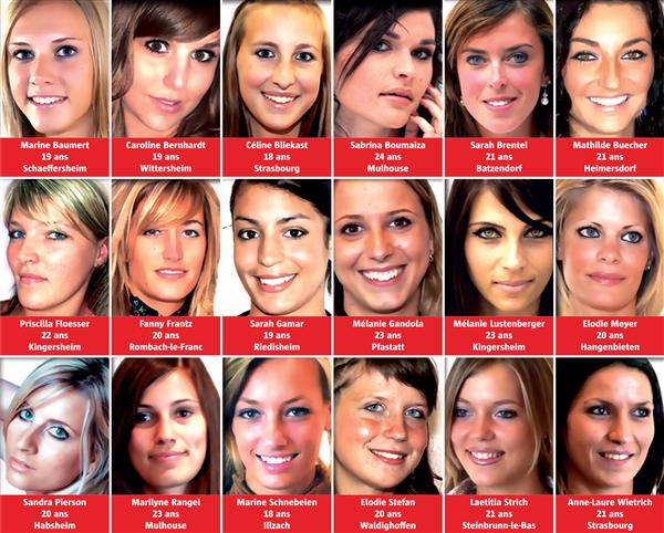 Photomontage L'Alsace des 18 candidates Miss Alsace 2011