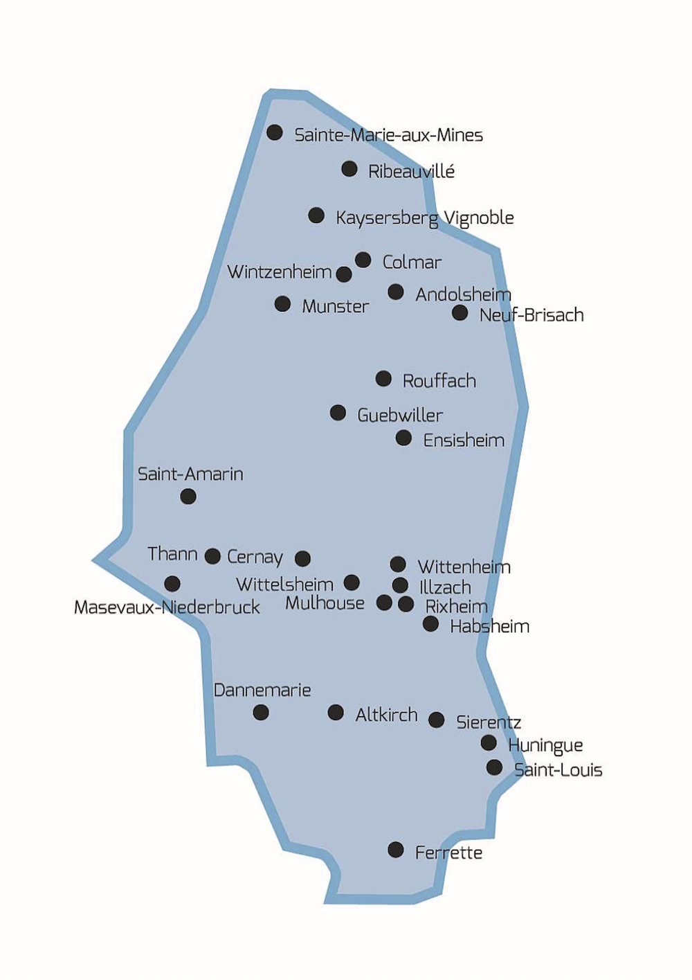 Carte des communes pour les cartes d'identités