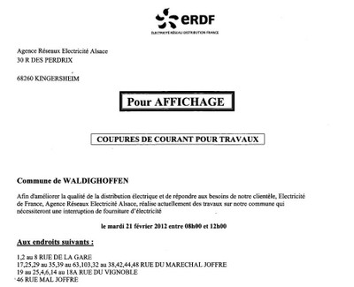 Avis de coupure erdf du 21.02.12