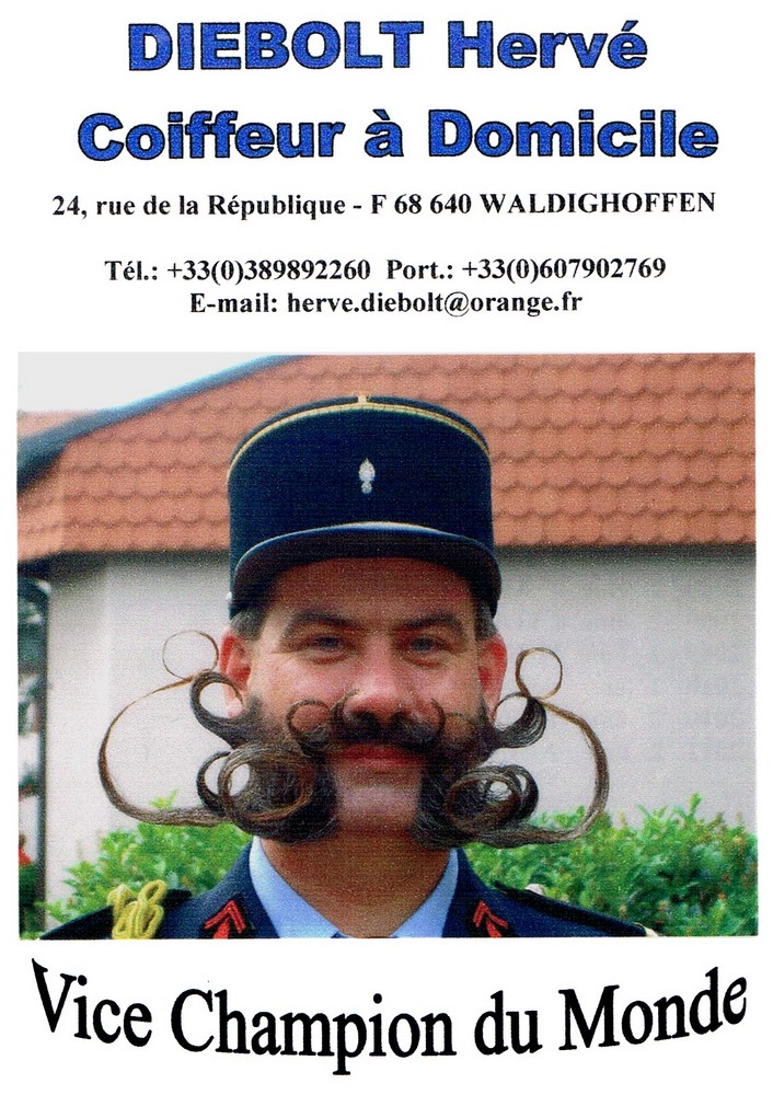 Hervé Diebolt, coiffeur à domicile et vice-champion du monde  Moustaches et barbes Libre Style