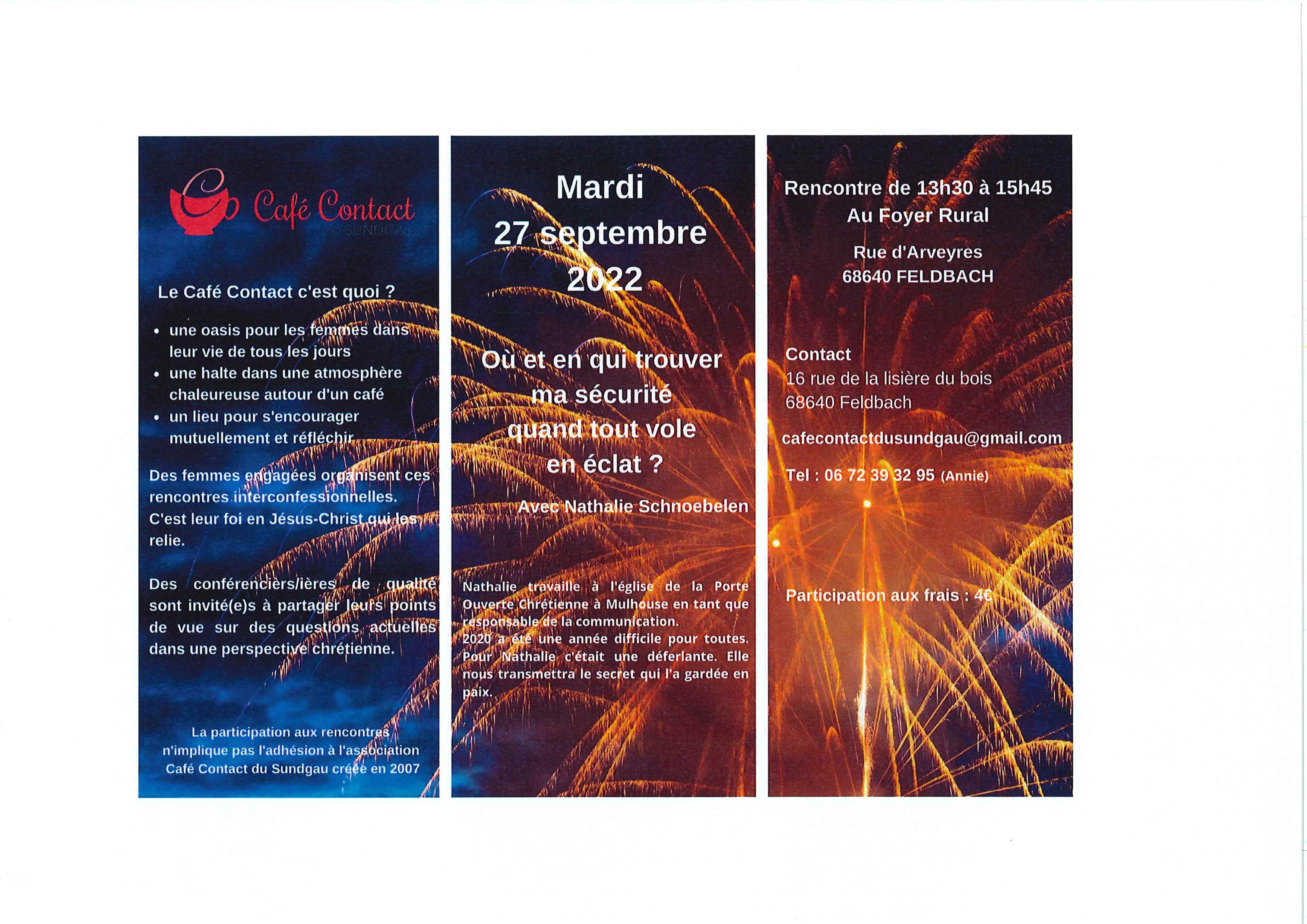 Mardi 27 septembre 2022 : Café contact du Sundgau à Feldbach