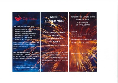 Mardi 27 septembre 2022 : Café contact du Sundgau à Feldbach