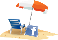 Le logo Facebook en vacances à la plage.