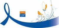 Arabesques et oiseaux avec le logo de la Ligue conte le cancer.