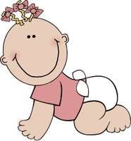 Image représentant un bébé fille à 4 pattes, en couche culotte.