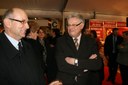 Le Père Christophe et le Maire, Henri HOFF présents lors de l'inauguration de l'Expo Habitat 2013.