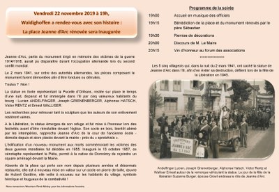 Invitation et programme inauguration Place jeanne d'Arc