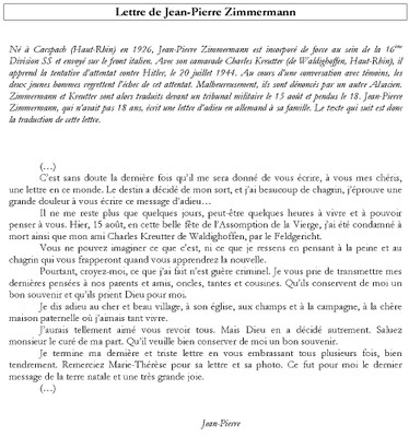 Lettre JP Zimmermann