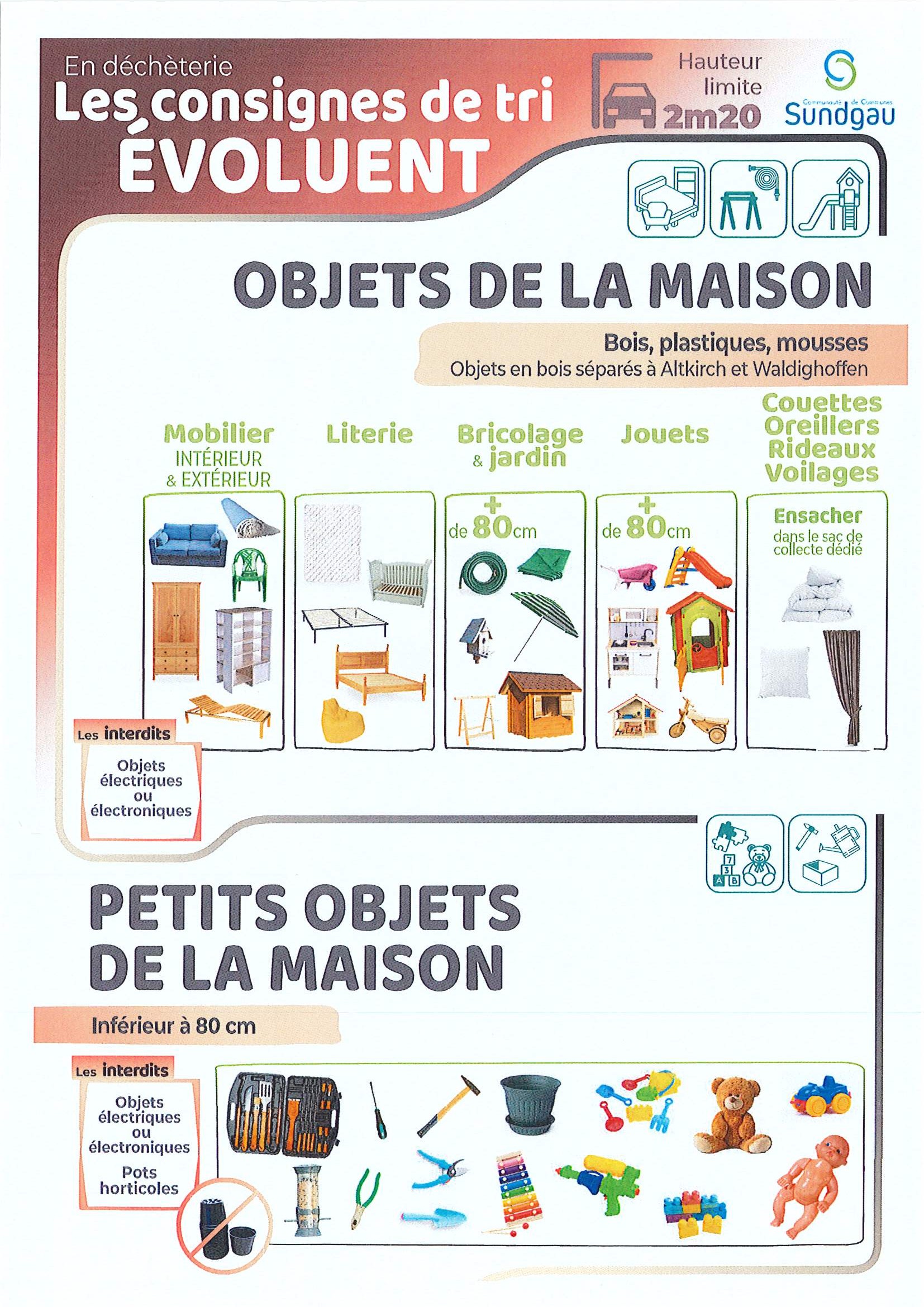 Déchèterie. Evolution des consignes de tri 2024. page 1