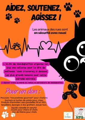 Flyer collecte pour la SPA de Mulhouse 2025
