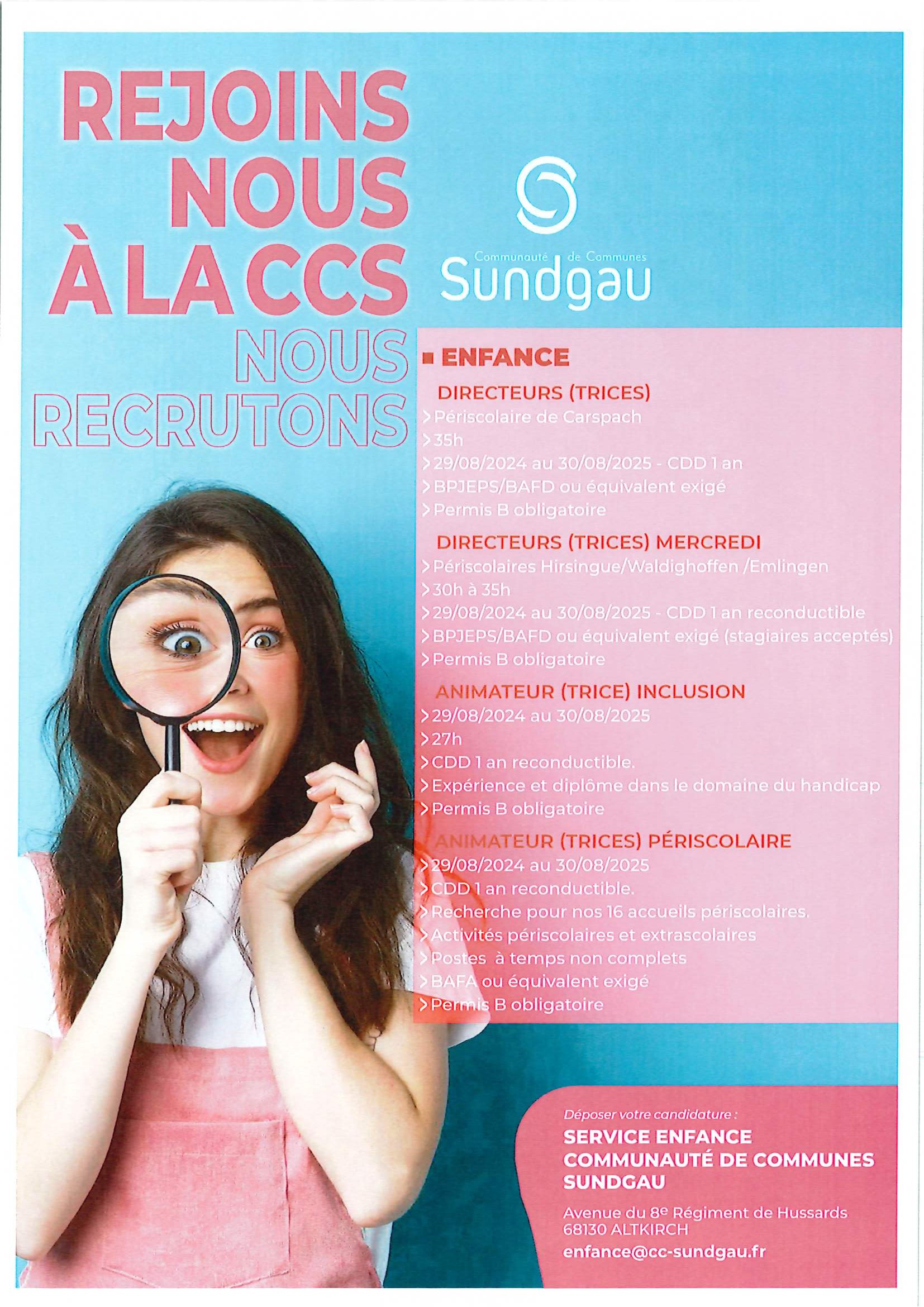 Offres d'emploi secteur Enfance - 2024