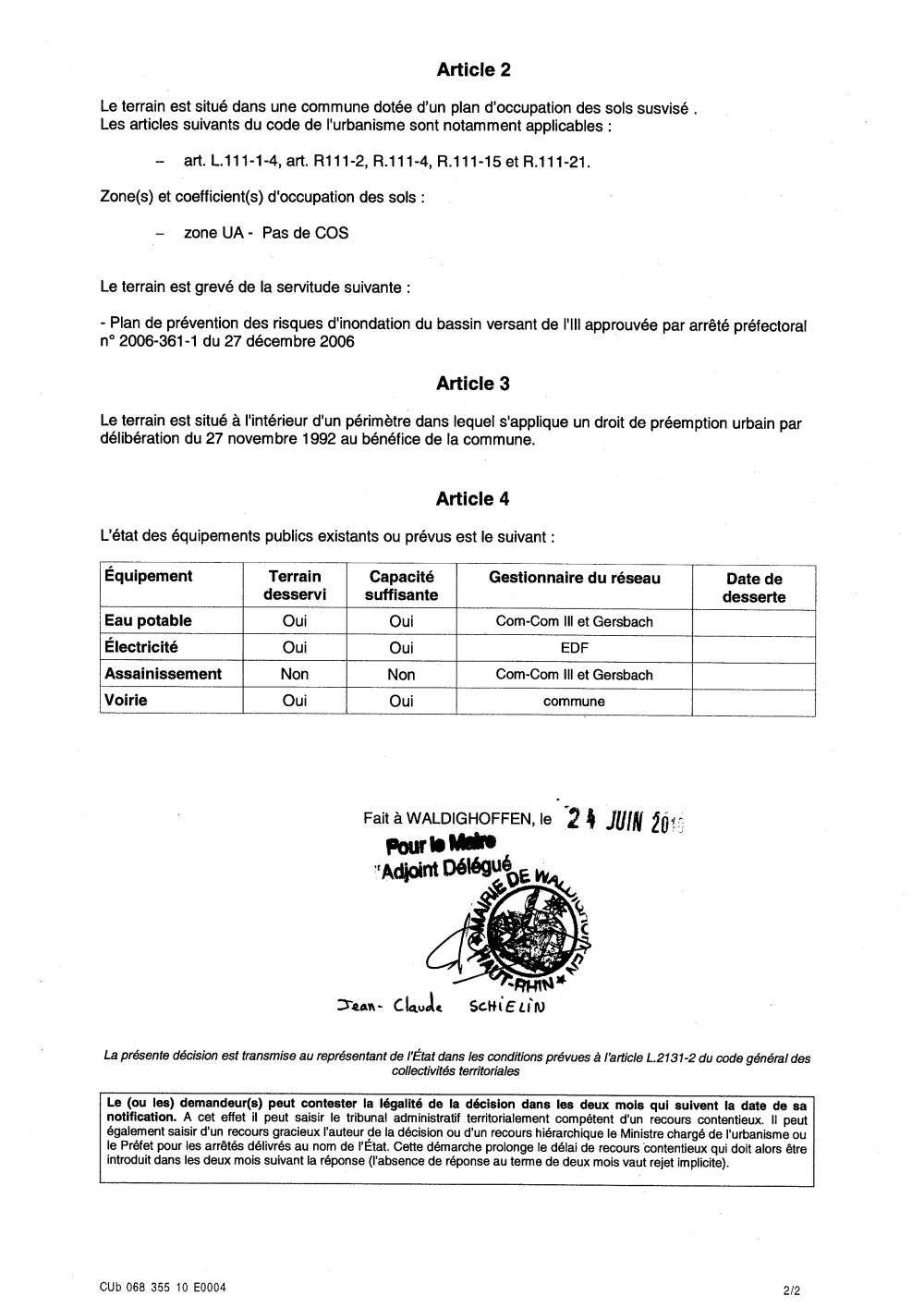 Certificat d'urbanisme n°10E0004 - A.G.E. GEOMETRES EXPERTS par M. Bernard CLOG