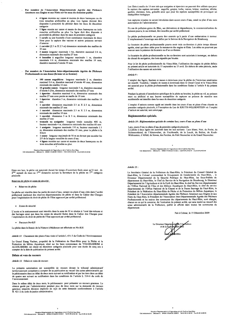 Arrêté Préfectoral n°1511 du 15 décembre 2009 - 2
