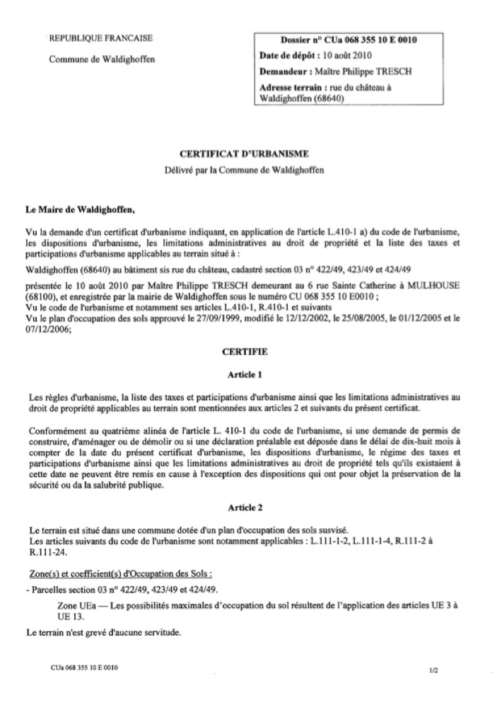 Réponse CU 10E0010 page 1