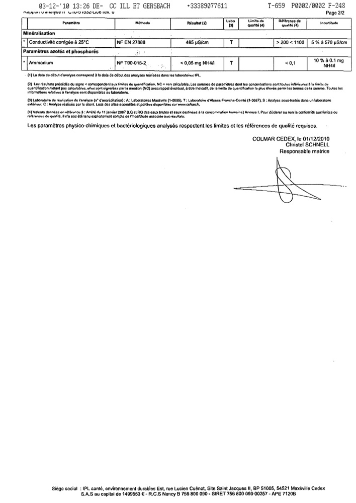 Seconde partie du rapport d'analyse n°C10-51532-D06 du 25/11/10