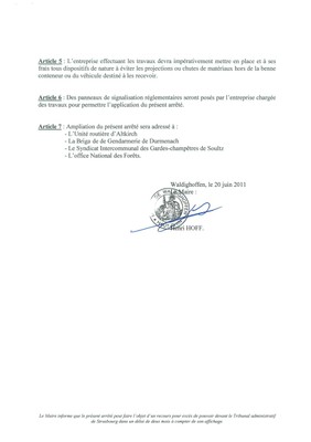 Arrêté du Maire n°2011/43 portant règlement de la circulation