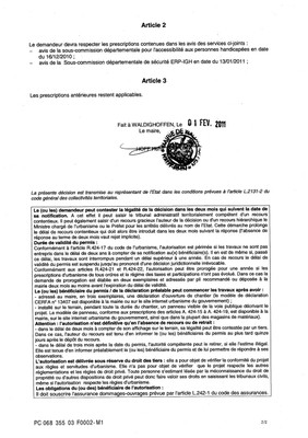 Arrêté accordant le permis de construire modificatif n°03F0002-M1 du G.B.S.