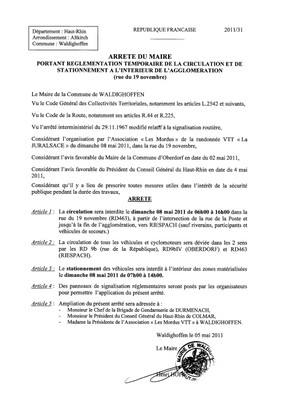 Arrêté du Maire portant règlementation de la circulation et de stationnement Arrêté du Maire portant règlementation de la circulation et de stationnement
