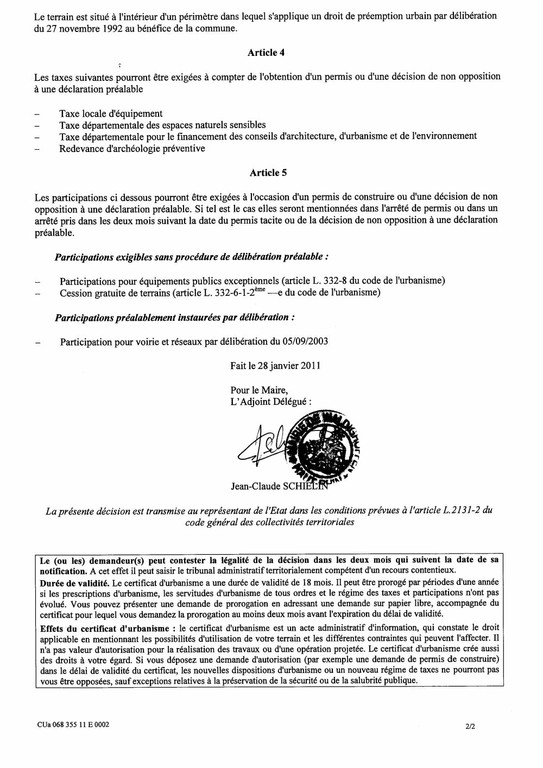 Certificat d’urbanisme n°11E0002 - Me BROM