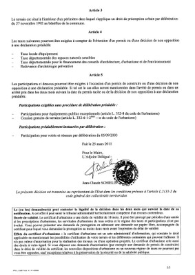 Certificat d'urbanisme n°11E0008 - Me Michel STEHLIN
