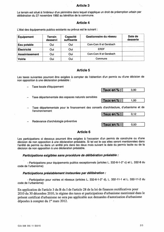 Certificat d’urbanisme n°11E0015 - Me CAUCHETIEZ