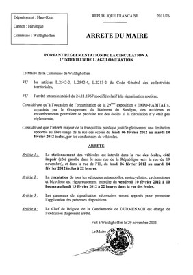 Arrêté du Maire n°2011/76 - circulation