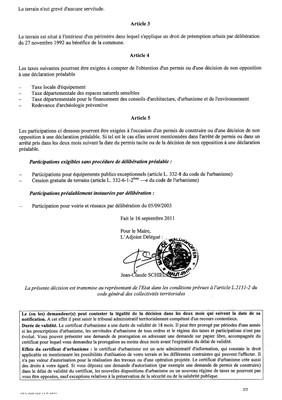 Certificat d'urbanisme n°11E0021 - Me KLEIN