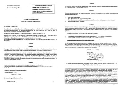 Certificat d'urbanisme n°11E0026 - M. HAAS Joseph