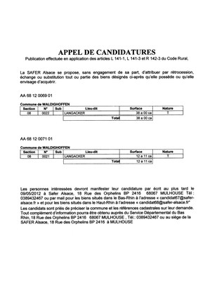 Appel de candidatures