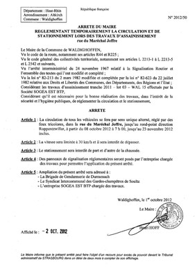 Arrêté de circulation n° 2012-50