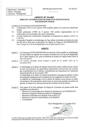 Arrêté échafaudage église
