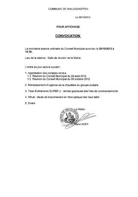 CM 30 octobre 2012