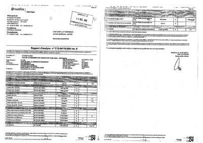 Rapport d'analyse d'eau potable n°C12-64119-D04 du 09/12/2012