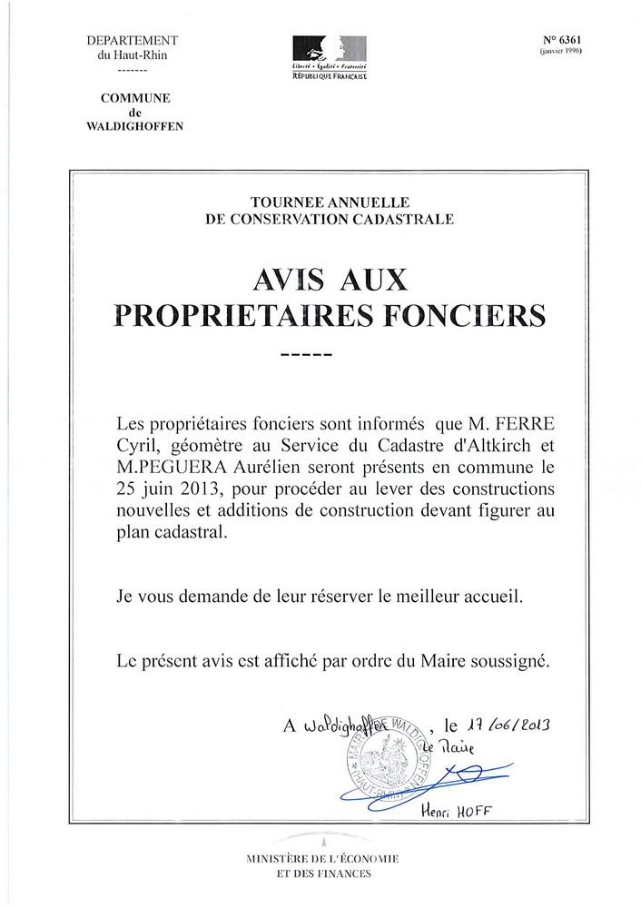 Avis aux propriétaires fonciers