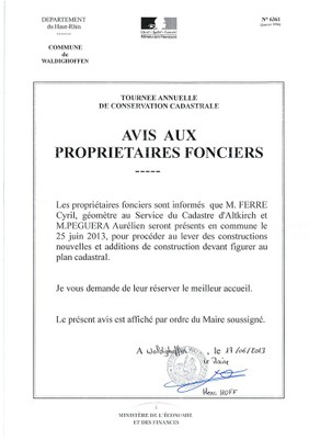 Avis aux propriétaires fonciers